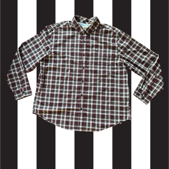 Dockers Classic Fit Men's Button Down Shirt Red Plaid Logo Collared Pocket 2XL - Picture 1 of 9